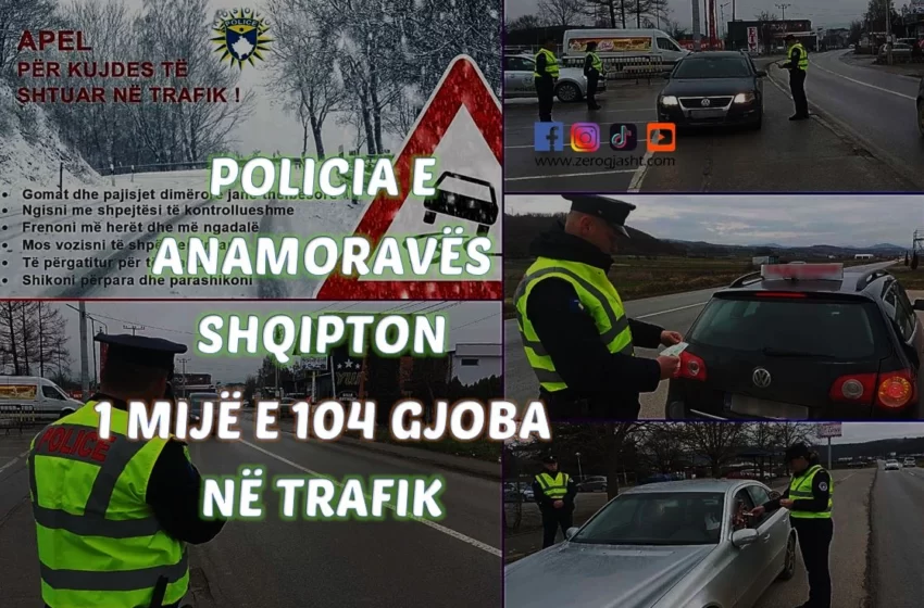  Policia e Anamoravës 𝘀𝗵𝗾𝗶𝗽𝘁𝗼𝗻 𝟭 𝗺𝗶𝗷ë 𝗲 𝟭𝟬𝟰 𝗴𝗷𝗼𝗯𝗮 në trafik