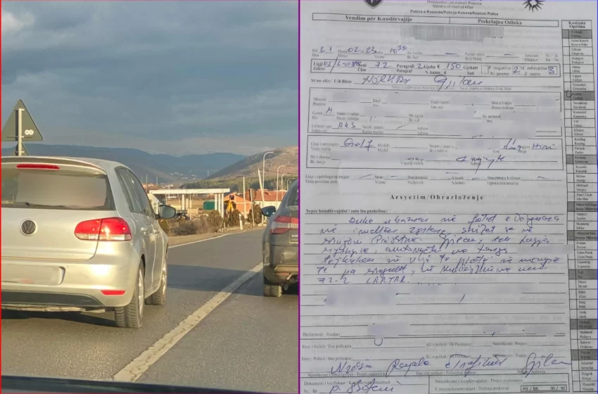  Gjilan | Tejkalon në vijë të plotë, 𝗸𝘂𝗻𝗱ë𝗿𝘃𝗮𝗷𝘁ë𝘀𝗶𝘁 𝗶 𝗺𝗲𝗿𝗿𝗲𝗻 patentë shoferi për tre muaj